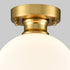 Gold Ceiling Light Fixture Flush Mount Light with Milk Opal Glass Shade